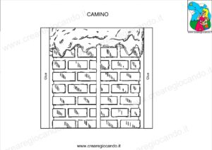 Immagine di un camino da colorare e tagliare 