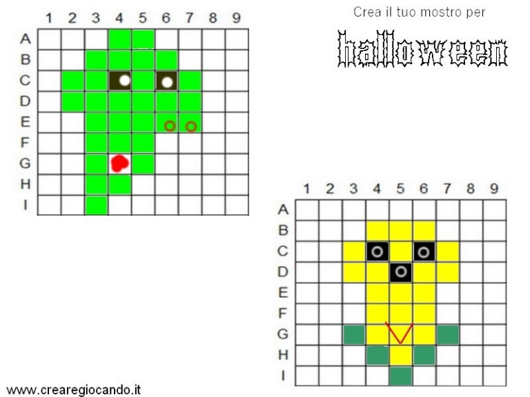 Immagine di uno scaricabile con delle tabelle pixel art e dei mostri da fare