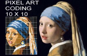 LA RAGAZZA COL TURBANTE DI JAN VERMEER PIXEL ART, CODING 42 PAGINE, MAXI IMMAGINE LABORATORIO CON CODICI