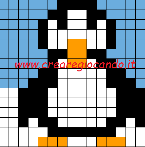 Immagine di un pinguino in Pixel Art