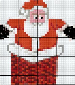 BABBO NATALE, CAMINO 20 SCHEDE , POSTER GRANDE PIXEL ART