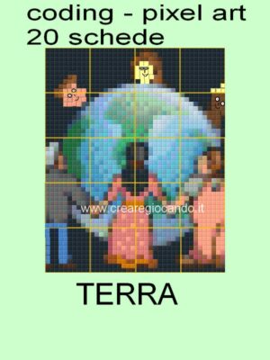 IL MONDO, DIVERSE CULTURE , AMICIZIA, FESTA DELLA TERRA PIXEL ART - CODING, POSTER GRANDE 20 SCHEDE