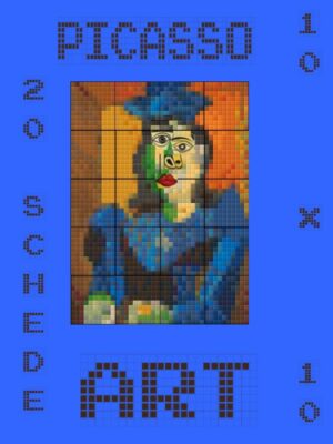 PICASSO, DONNA CON CAPPELLO BLU. PIXEL ART GIGANTE, 20 SCHEDE 10 X 10