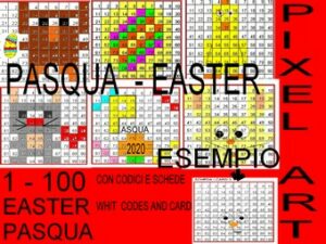 71. SCHEDE PER PASQUA, PIXEL ART NUMERI 1 - 100 CON SCHEDE E CODICI