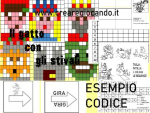 IL GATTO CON GLI STIVALI FIABA IN PIXEL ART CON INDICAZIONI. INFANZIA-PRIMARIA