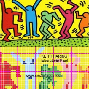 67. KEITH HARING "THE DANCERS" PIXEL ART 20 SCHEDE POSTER