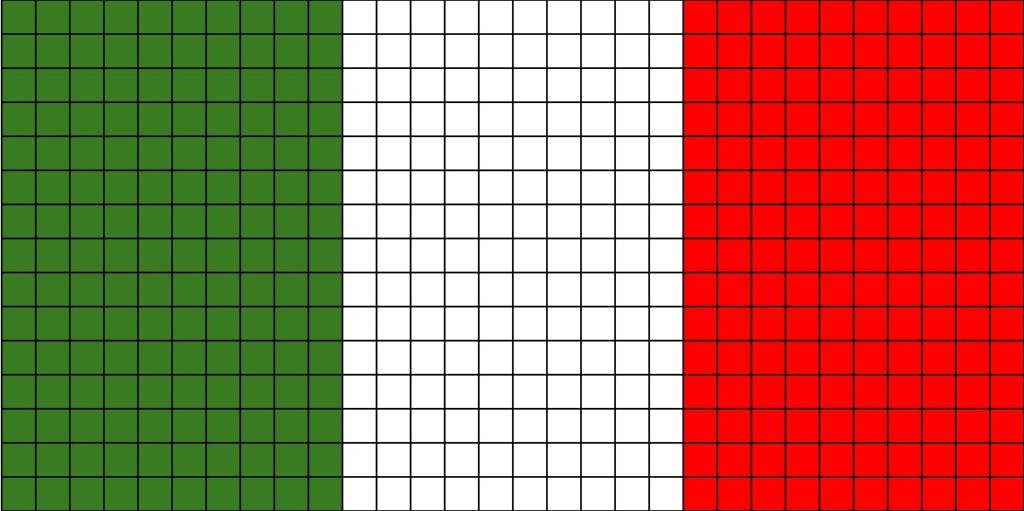 Immagine della bandiera italiana in Pixel Art per il 25 aprile