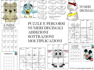 PUZZLE E PERCORSO CON I NUMERI DECIMALI, ADDIZIONI, SOTTRAZIONI, MOLTIPLICAZIONI