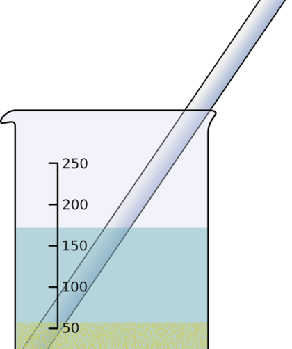 Immagine contenitore con acqua e sabbia per esperimento