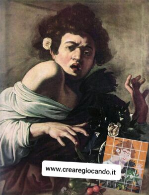 94. CARAVAGGIO ''RAGAZZO MORSO DA UN RAMARRO'' 30 schede pixel art